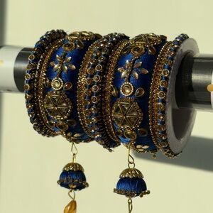 Royal Blue & Gold Bangle Set